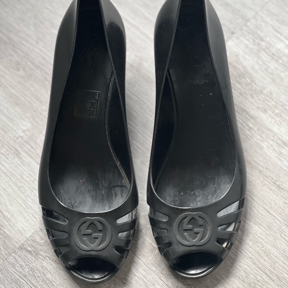 Gucci Women's Black Peep-Toe Shoes